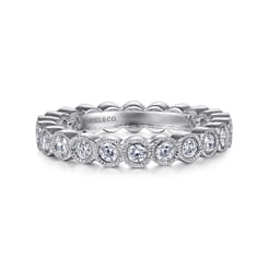Athens - Vintage Inspired 14K White Gold Bezel Set Diamond Eternity Band