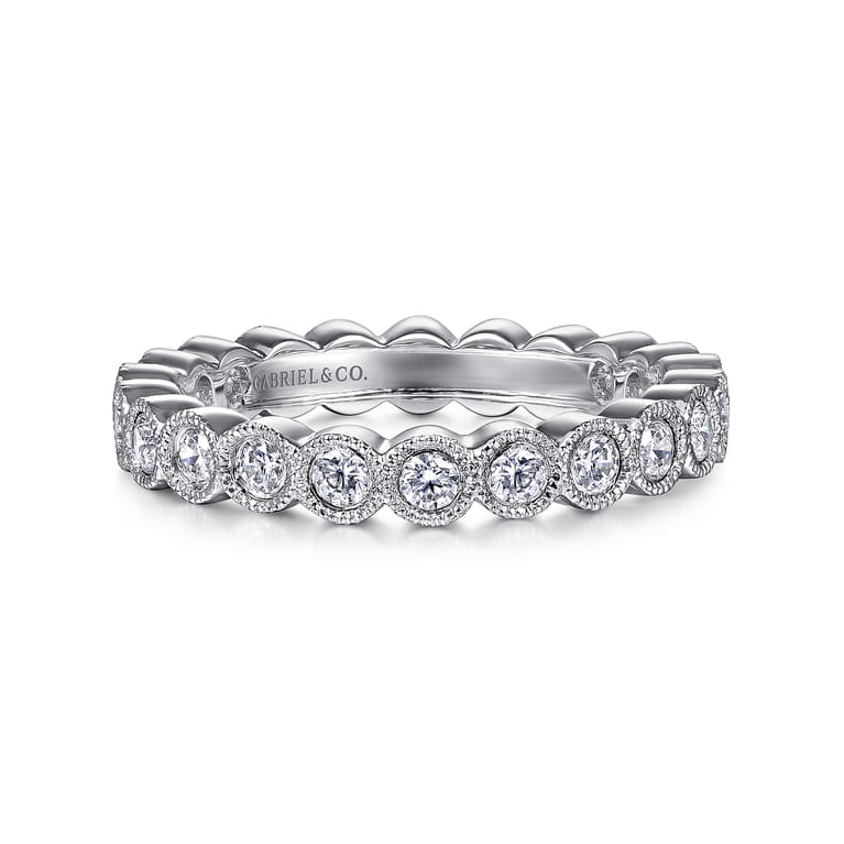 Eternity Band Wedding Ring in 14k White Gold with Round Natural Diamond at Gabriel & Co. - Shot 1
