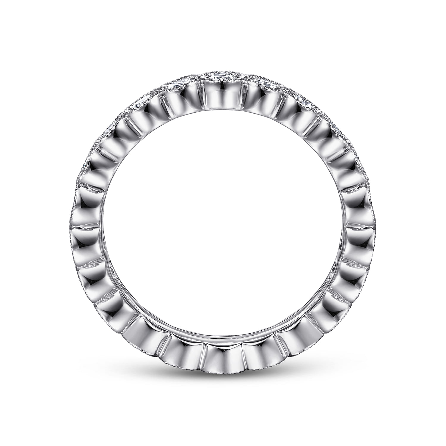 Eternity Band Wedding Ring in 14k White Gold with Round Natural Diamond at Gabriel & Co. - Shot 2