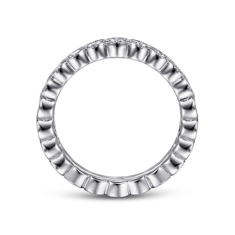 Eternity Band Wedding Ring in 14k White Gold with Round Natural Diamond at Gabriel & Co. - Shot 2
