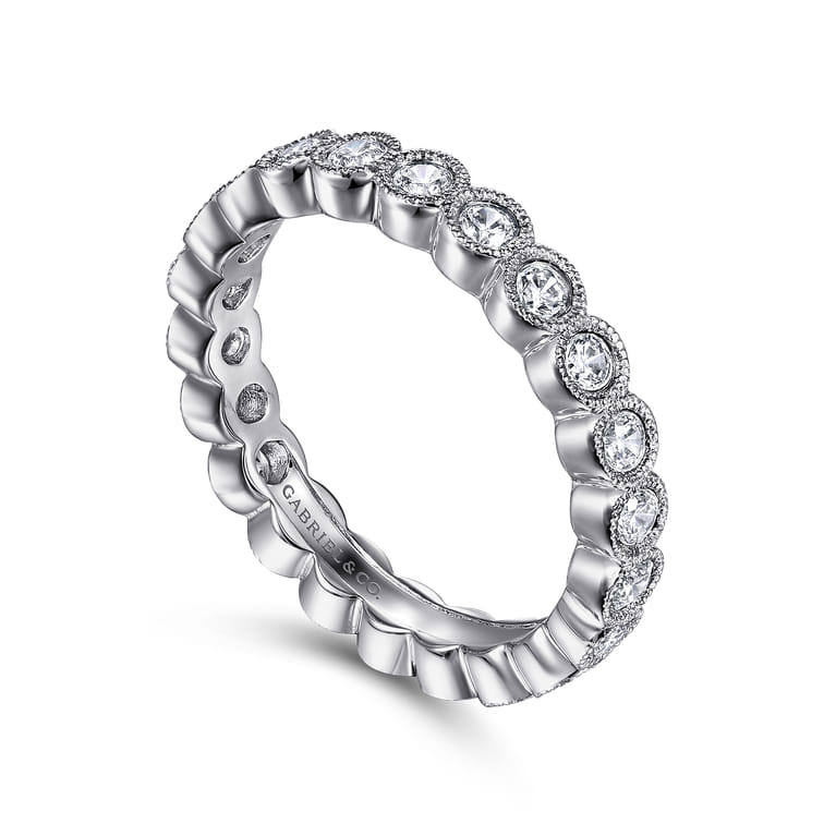 Eternity Band Wedding Ring in 14k White Gold with Round Natural Diamond at Gabriel & Co. - Shot 3