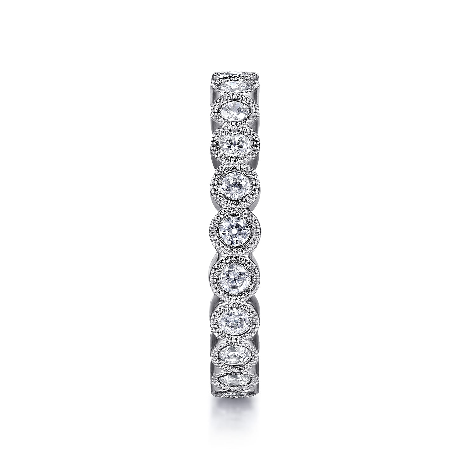 Eternity Band Wedding Ring in 14k White Gold with Round Natural Diamond at Gabriel & Co. - Shot 4