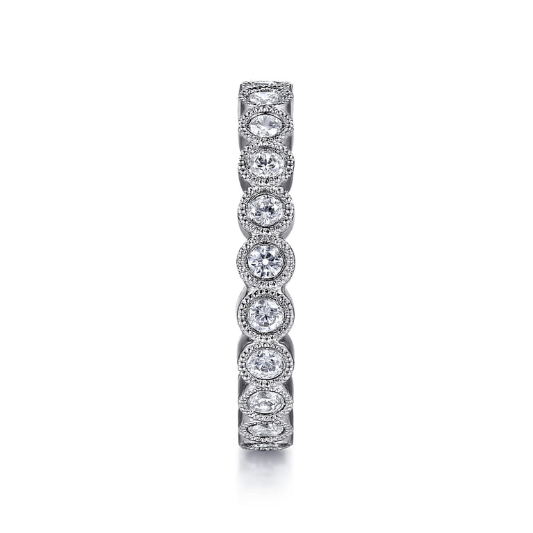Eternity Band Wedding Ring in 14k White Gold with Round Natural Diamond at Gabriel & Co. - Shot 4