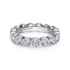 Athens - Vintage Inspired 14K White Gold Bezel Set Diamond Eternity Band