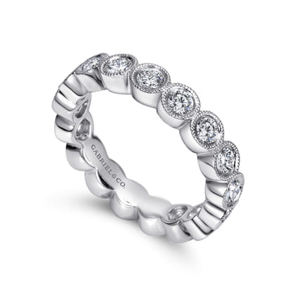 Athens - Vintage Inspired 14K White Gold Bezel Set Diamond Eternity Band