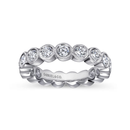 Athens - Vintage Inspired 14K White Gold Bezel Set Diamond Eternity Band