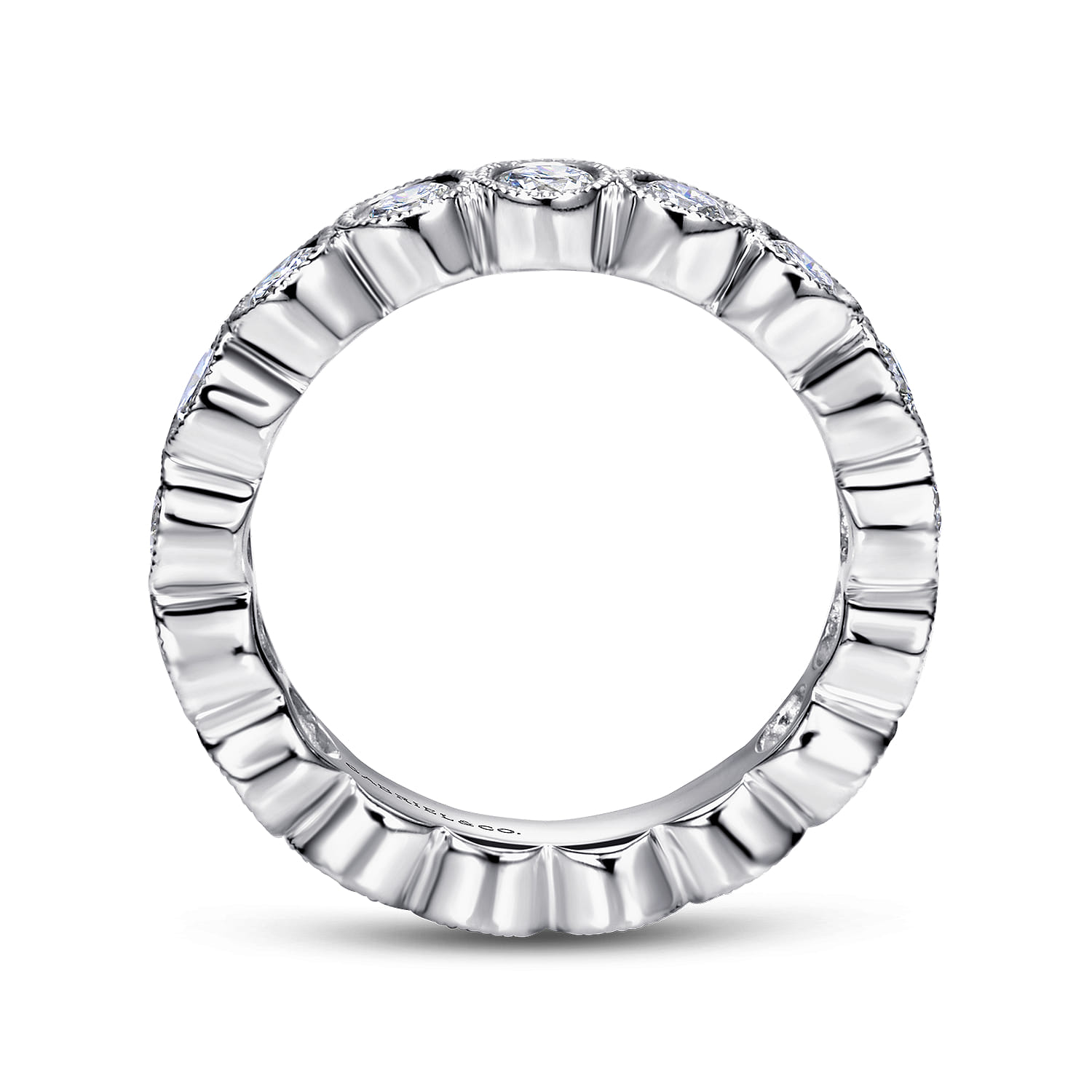 Eternity Band Wedding Ring in 14k White Gold with Round Natural Diamond at Gabriel & Co. - Shot 2