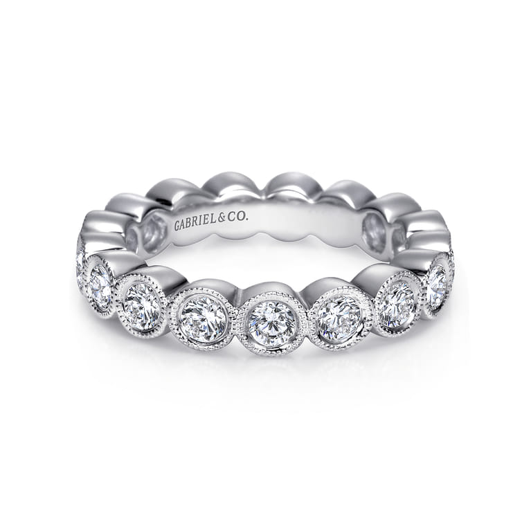 Eternity Band Wedding Ring in 14k White Gold with Round Natural Diamond at Gabriel & Co. - Shot 1