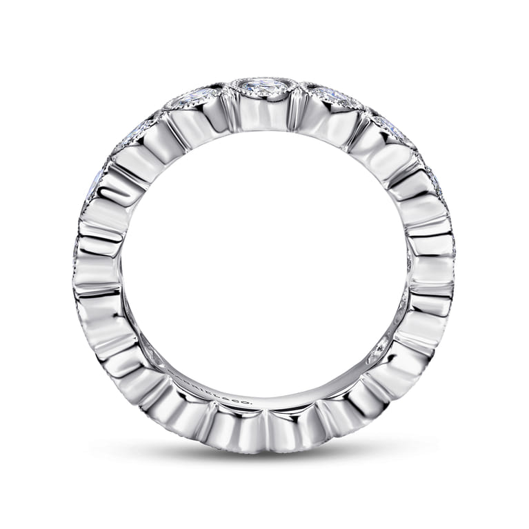 Eternity Band Wedding Ring in 14k White Gold with Round Natural Diamond at Gabriel & Co. - Shot 2