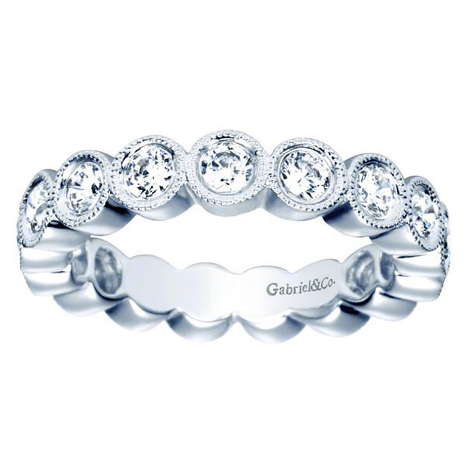 Eternity Band Wedding Ring in 14k White Gold with Round Natural Diamond at Gabriel & Co. - Shot 5
