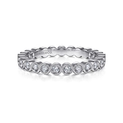 Athens - Vintage Inspired 14K White Gold Bezel Set Diamond Eternity Band