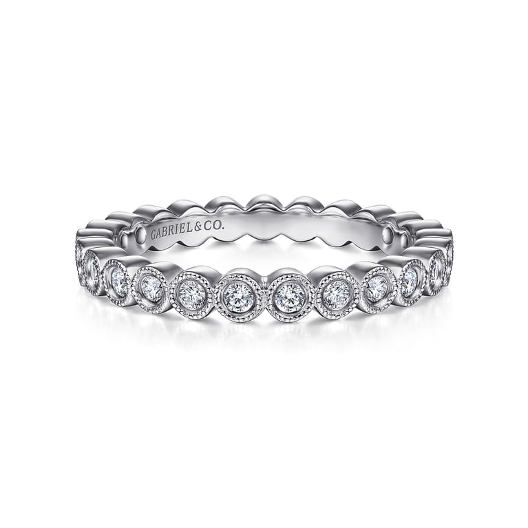 Eternity Band Wedding Ring in 14k White Gold with Round Natural Diamond at Gabriel & Co. - Shot 1