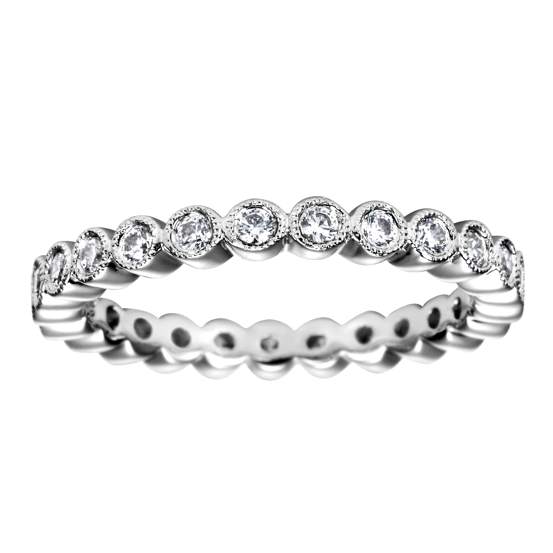 Eternity Band Wedding Ring in 14k White Gold with Round Natural Diamond at Gabriel & Co. - Shot 5