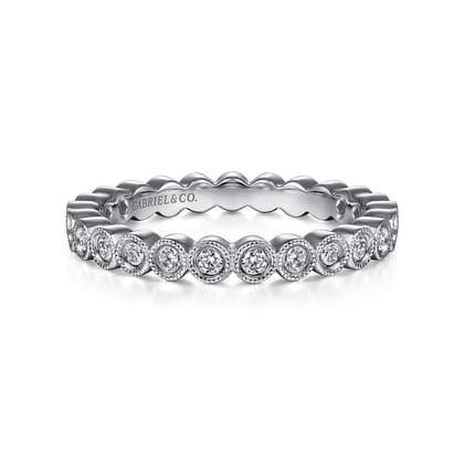 Athens - Vintage Inspired 14K White Gold Bezel Set Diamond Eternity Band