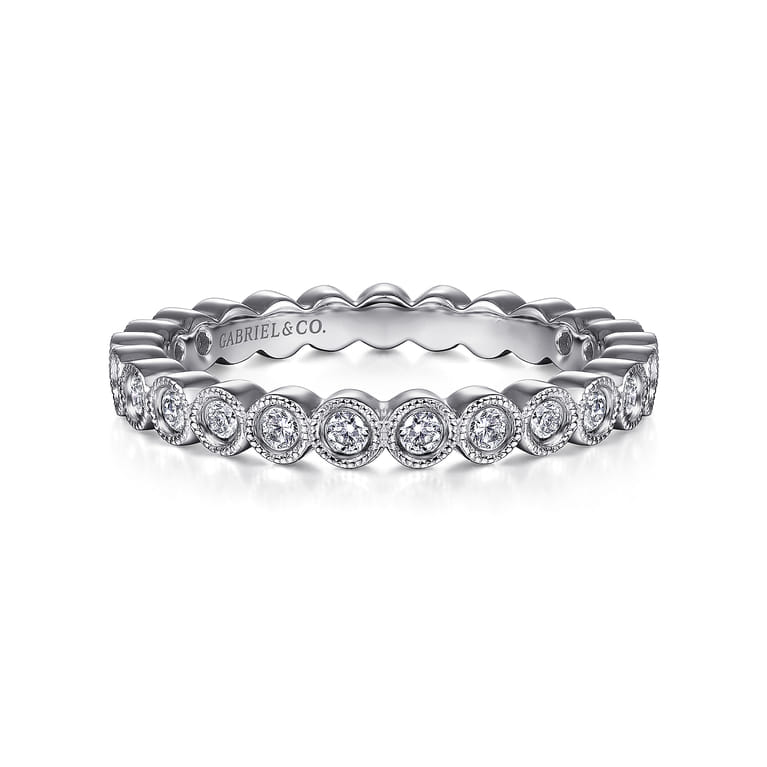 Eternity Band Wedding Ring in 14k White Gold with Round Natural Diamond at Gabriel & Co. - Shot 1