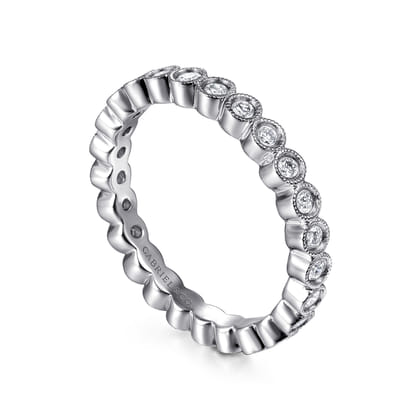 Athens - Vintage Inspired 14K White Gold Bezel Set Diamond Eternity Band