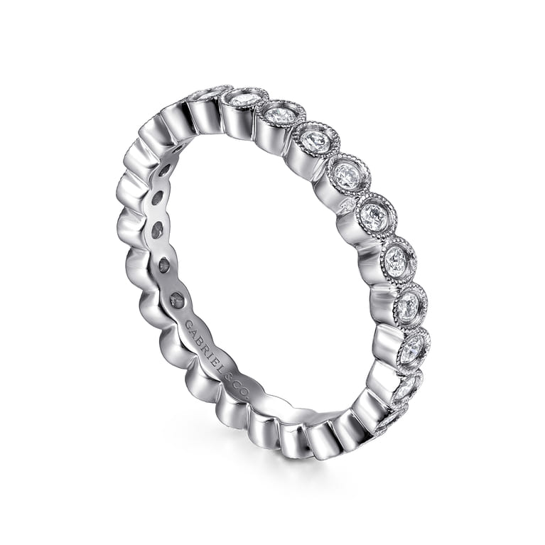 Eternity Band Wedding Ring in 14k White Gold with Round Natural Diamond at Gabriel & Co. - Shot 3