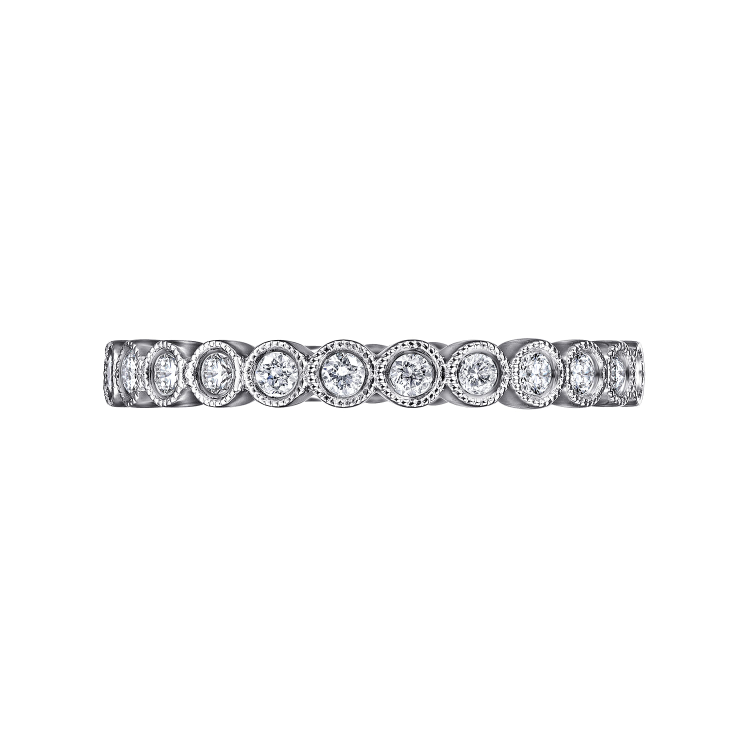 Athens - Vintage Inspired 14K White Gold Bezel Set Diamond Eternity Band