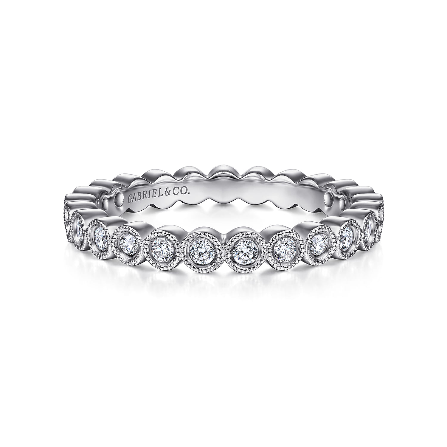 Eternity Band Wedding Ring in 14k White Gold with Round Natural Diamond at Gabriel & Co. - Shot 1