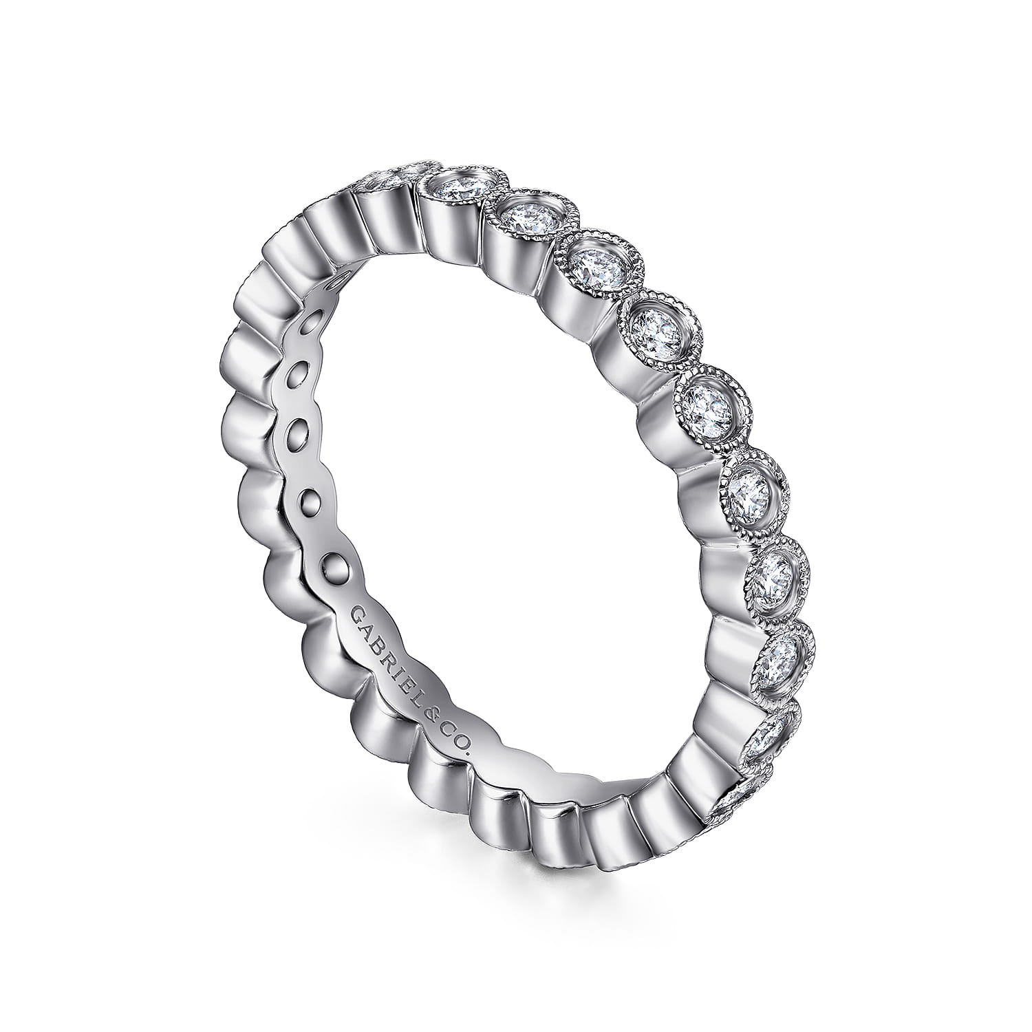 Eternity Band Wedding Ring in 14k White Gold with Round Natural Diamond at Gabriel & Co. - Shot 3