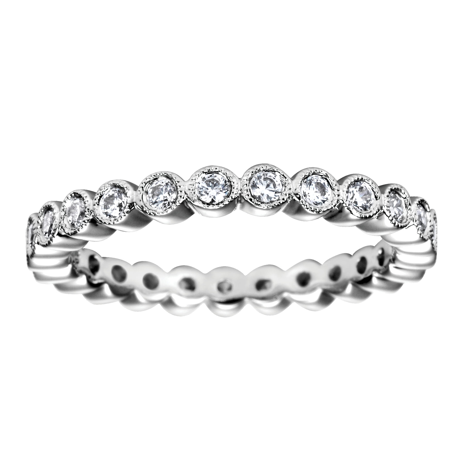 Eternity Band Wedding Ring in 14k White Gold with Round Natural Diamond at Gabriel & Co. - Shot 5