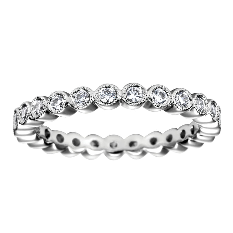 Eternity Band Wedding Ring in 14k White Gold with Round Natural Diamond at Gabriel & Co. - Shot 5