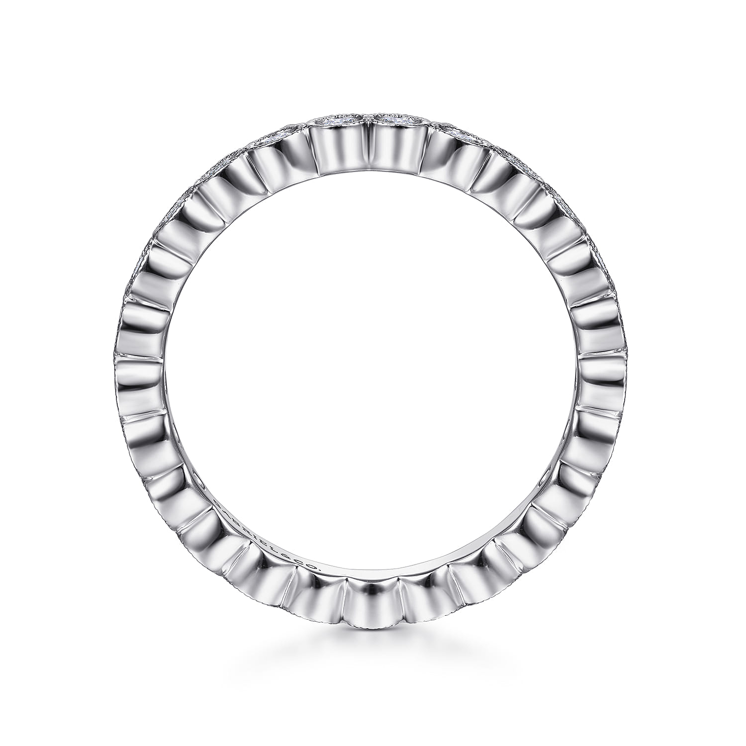 Eternity Band Wedding Ring in 14k White Gold with Round Natural Diamond at Gabriel & Co. - Shot 2
