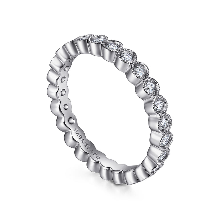 Eternity Band Wedding Ring in 14k White Gold with Round Natural Diamond at Gabriel & Co. - Shot 3