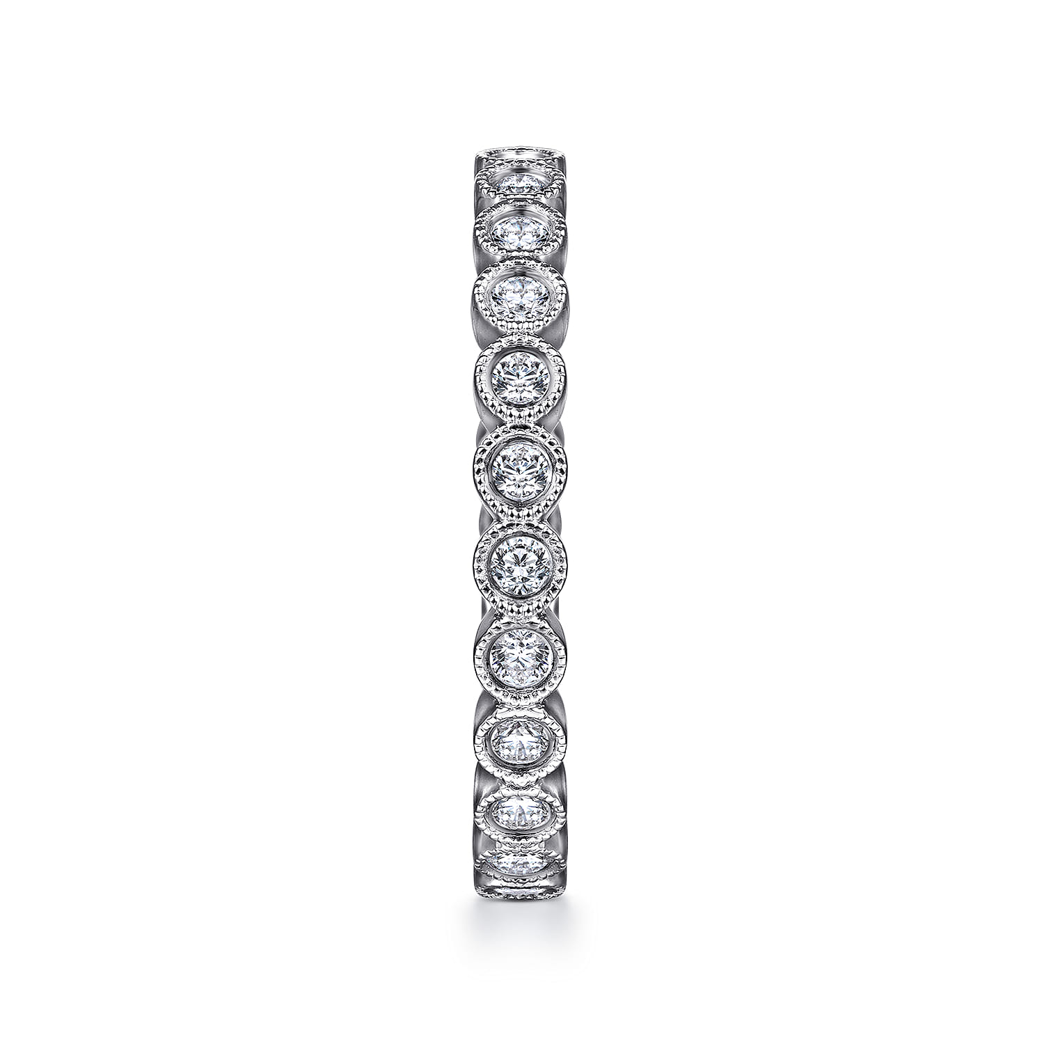 Eternity Band Wedding Ring in 14k White Gold with Round Natural Diamond at Gabriel & Co. - Shot 4