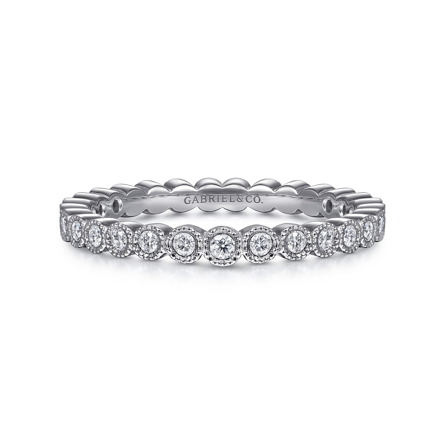 Eternity Band Wedding Ring in 14k White Gold with Round Natural Diamond at Gabriel & Co. - Shot 1