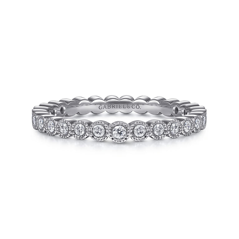 Eternity Band Wedding Ring in 14k White Gold with Round Natural Diamond at Gabriel & Co. - Shot 1