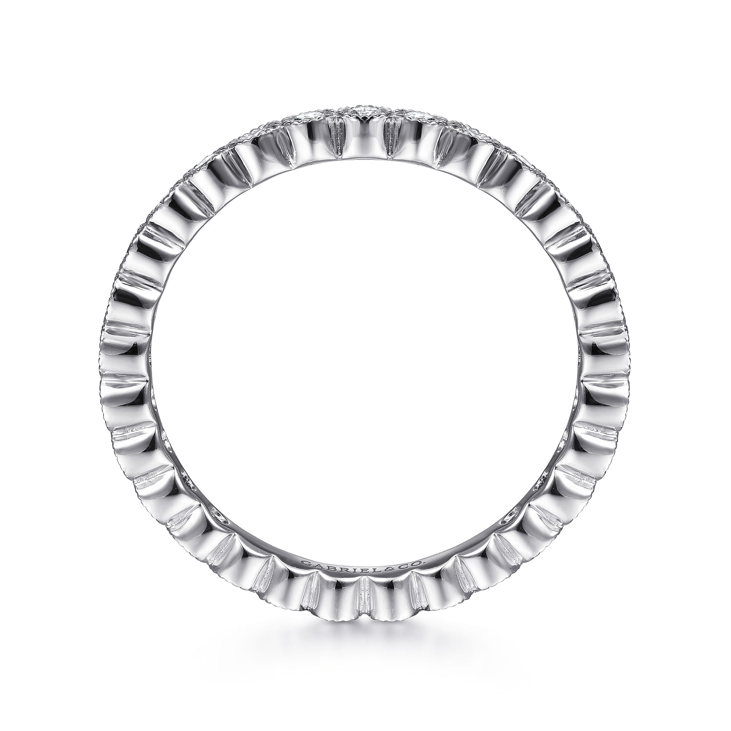 Eternity Band Wedding Ring in 14k White Gold with Round Natural Diamond at Gabriel & Co. - Shot 2