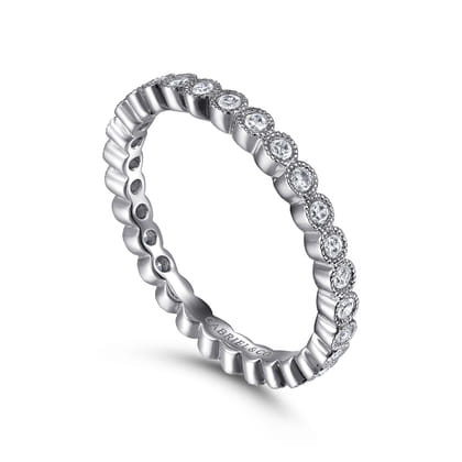 Athens - Vintage Inspired 14K White Gold Bezel Set Diamond Eternity Band