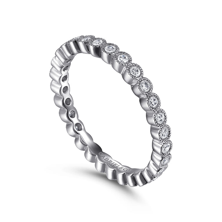Eternity Band Wedding Ring in 14k White Gold with Round Natural Diamond at Gabriel & Co. - Shot 3