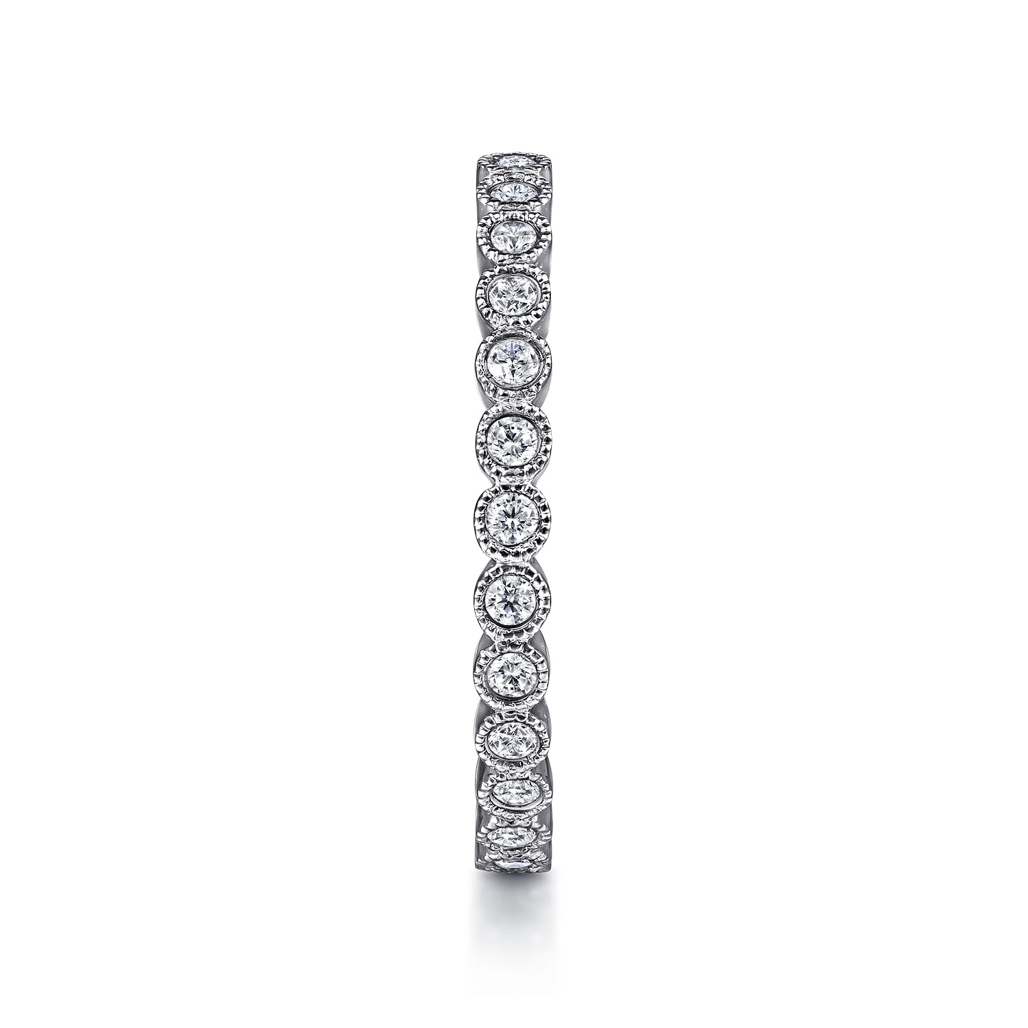Eternity Band Wedding Ring in 14k White Gold with Round Natural Diamond at Gabriel & Co. - Shot 4