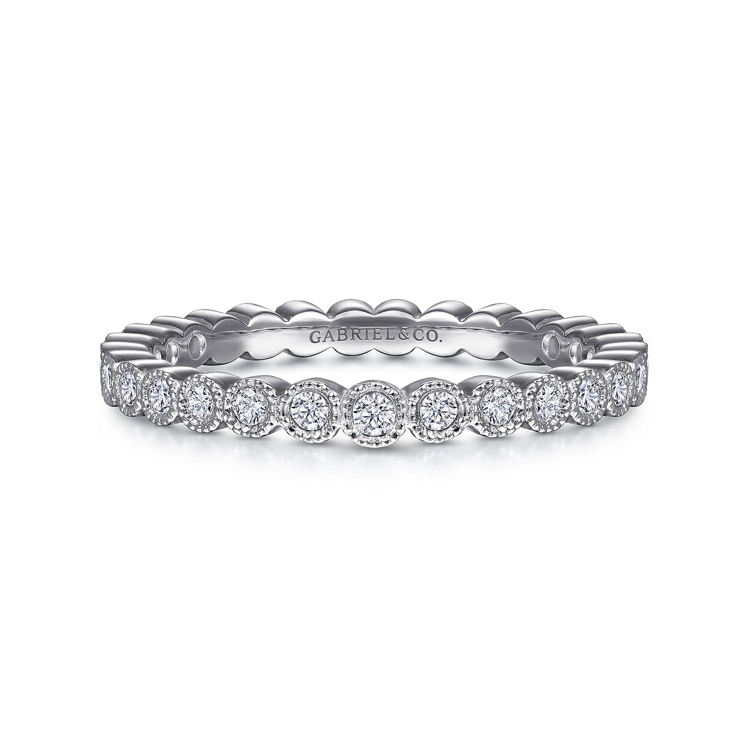 Eternity Band Wedding Ring in 14k White Gold with Round Natural Diamond at Gabriel & Co. - Shot 1