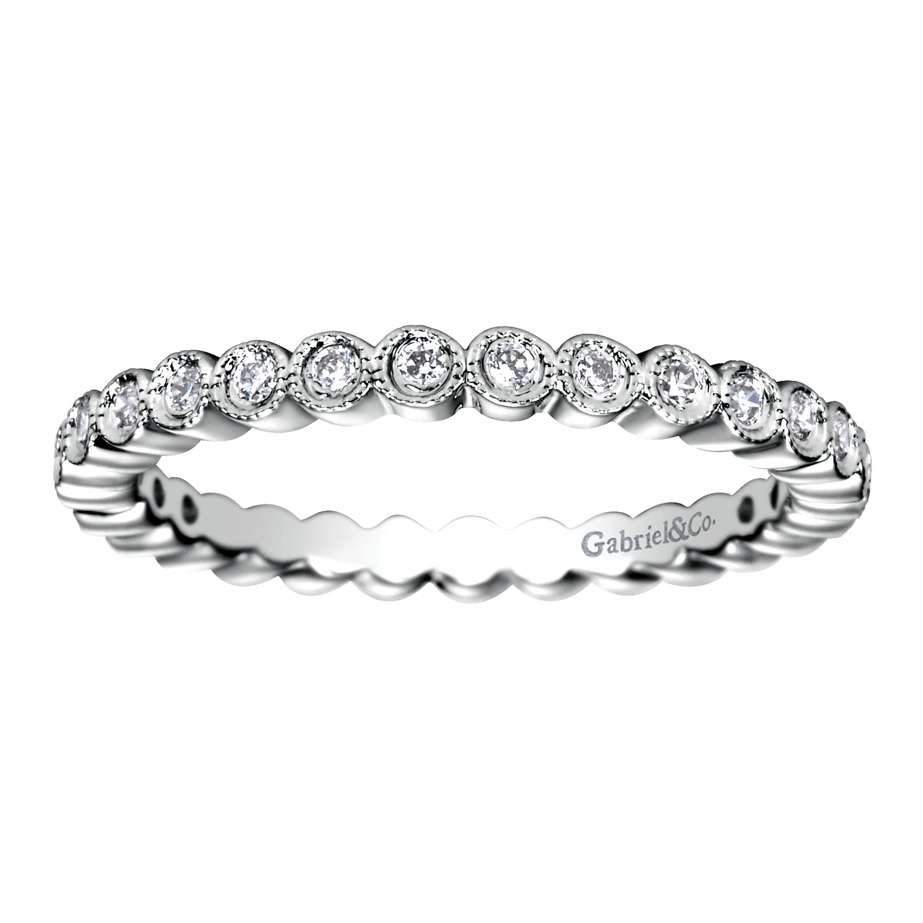 Eternity Band Wedding Ring in 14k White Gold with Round Natural Diamond at Gabriel & Co. - Shot 5