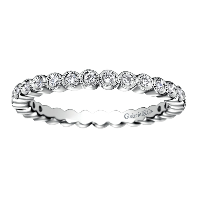 Eternity Band Wedding Ring in 14k White Gold with Round Natural Diamond at Gabriel & Co. - Shot 5
