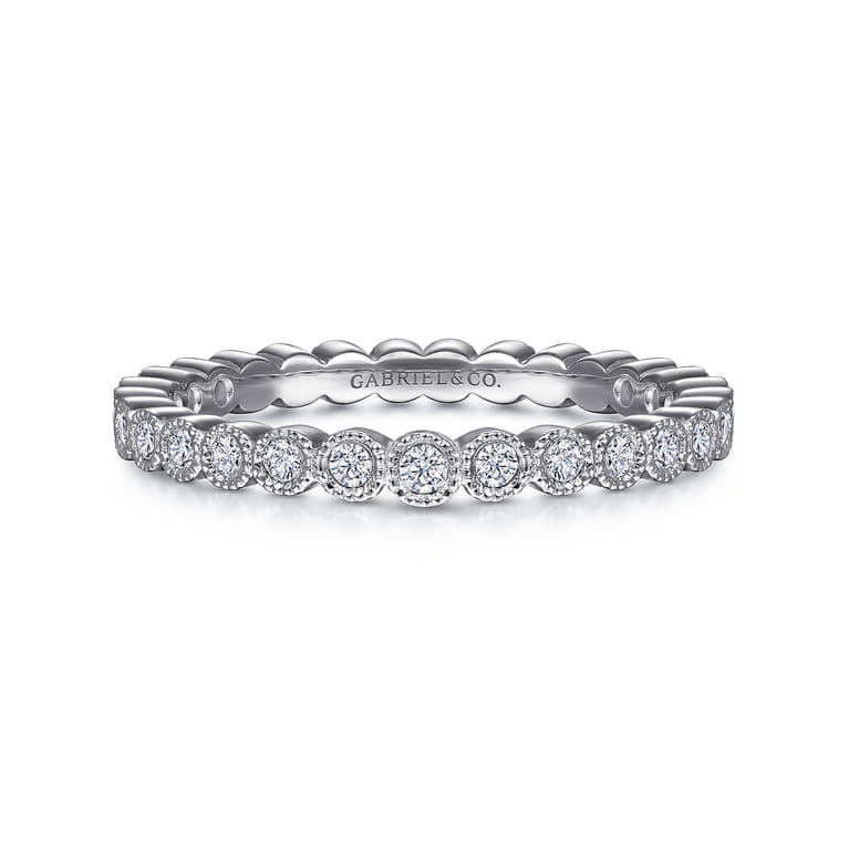 Eternity Band Wedding Ring in 14k White Gold with Round Natural Diamond at Gabriel & Co. - Shot 1