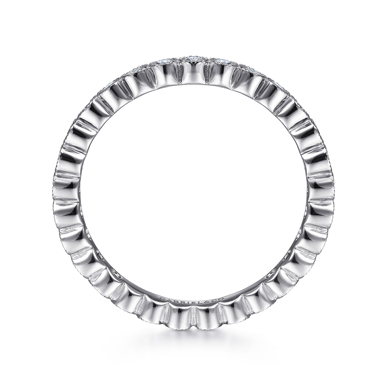 Eternity Band Wedding Ring in 14k White Gold with Round Natural Diamond at Gabriel & Co. - Shot 2