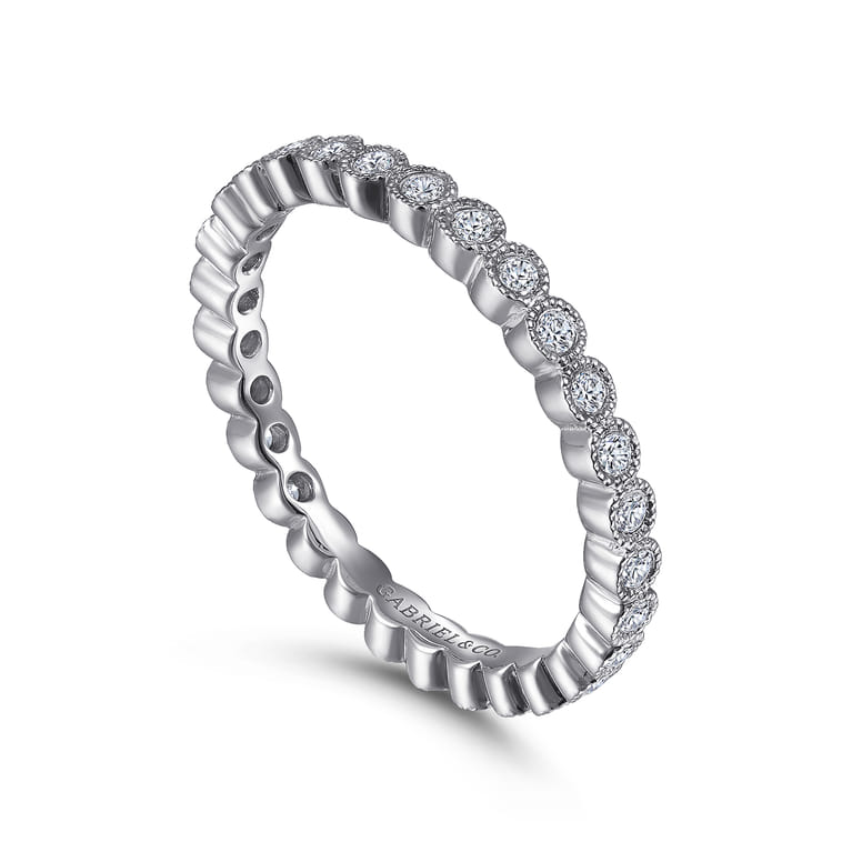 Eternity Band Wedding Ring in 14k White Gold with Round Natural Diamond at Gabriel & Co. - Shot 3
