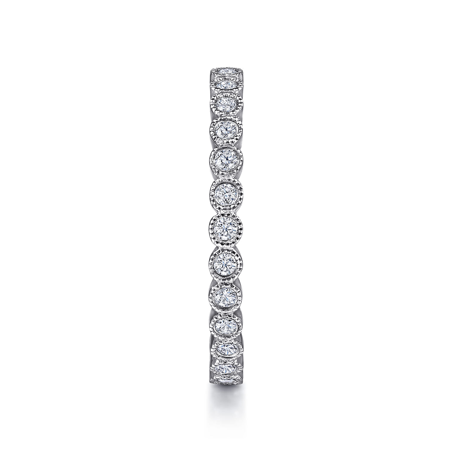 Eternity Band Wedding Ring in 14k White Gold with Round Natural Diamond at Gabriel & Co. - Shot 4
