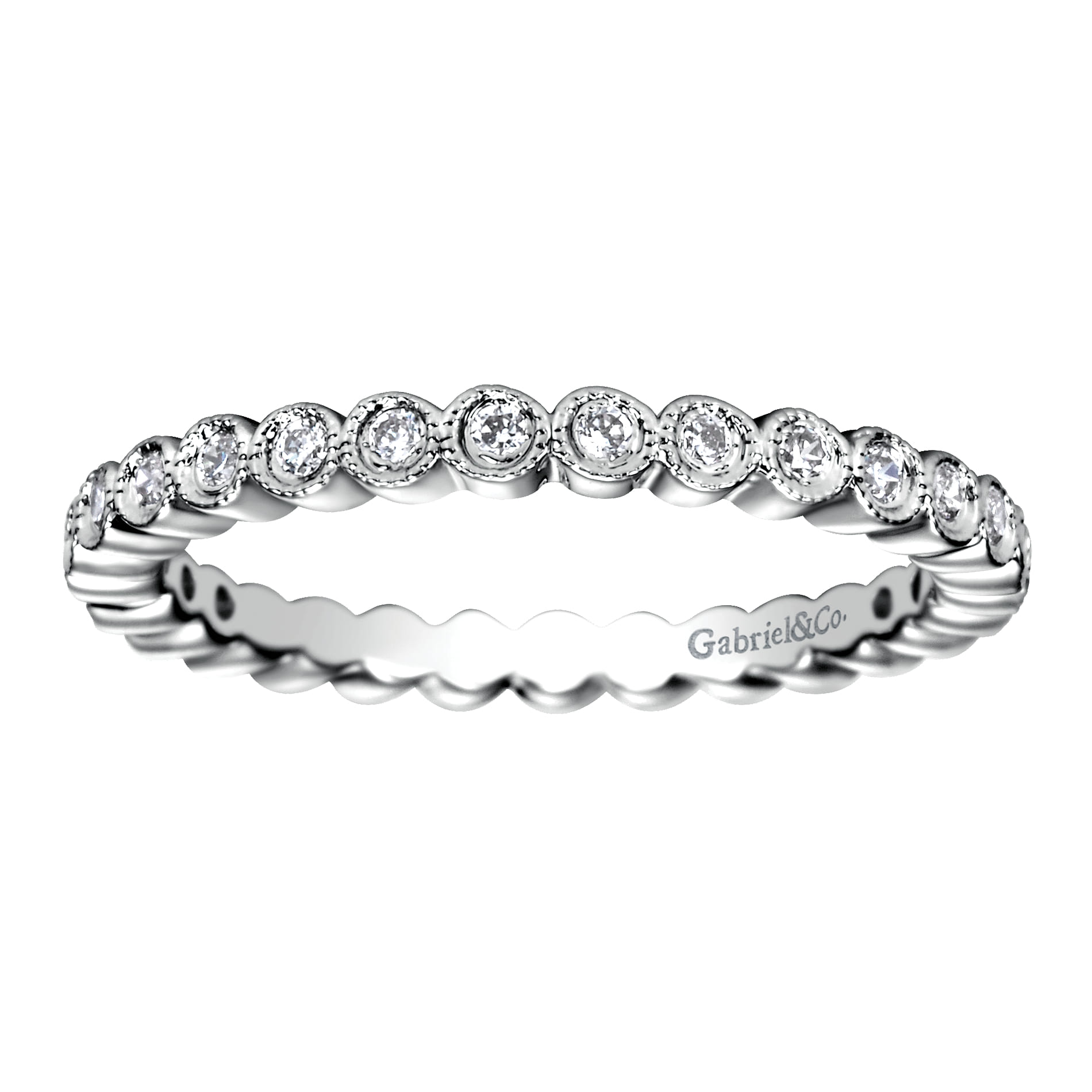 Eternity Band Wedding Ring in 14k White Gold with Round Natural Diamond at Gabriel & Co. - Shot 5