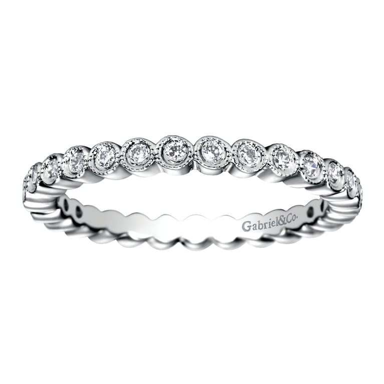 Eternity Band Wedding Ring in 14k White Gold with Round Natural Diamond at Gabriel & Co. - Shot 5