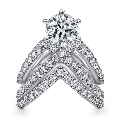 Atlantis - 14K White Gold Free Form Round Diamond Channel Set Engagement Ring