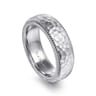 Atticus - 14K White Gold 8mm Mens Wedding Band in Hammer Finish
