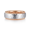 Atticus - 14K White-Rose Gold 8mm Mens Wedding Band in Hammer Finish
