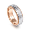 Atticus - 14K White-Rose Gold 8mm Mens Wedding Band in Hammer Finish