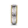 Atticus - 14K White-Yellow Gold 8mm - Two Tone Men's Wedding Band in Hammered Finish