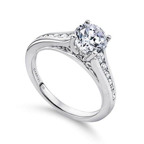 Aubrey - 14K White Gold Round Diamond Channel Set Engagement Ring - 0.27 ct - Shot 3